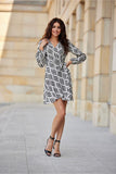 Elegant Wrap Dress with Puff Sleeves and Feminine Print
