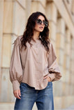 Chic Breathable Shirt with Elegant Collar and Puff Sleeves