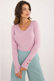 Elegant V-Neck Casual Sweater with Decorative Cuffs