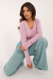 Elegant V-Neck Casual Sweater with Decorative Cuffs