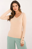 Elegant Women's V-Neck Sweater with Decorative Cuffs