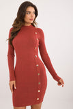 Chic Knit Turtleneck Pencil Dress with Decorative Buttons