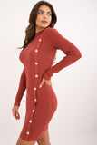 Chic Knit Turtleneck Pencil Dress with Decorative Buttons