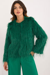 Elegant Transitional Fur Finish Jacket for All Seasons - green / S/M