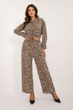 Chic Women's Animal Print Shirt & Wide-Leg Pants Set