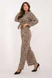 Chic Women's Animal Print Shirt & Wide-Leg Pants Set