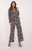 Chic Women's Animal Motif Shirt & Wide-Leg Pants Set