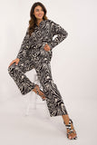 Chic Women's Animal Motif Shirt & Wide-Leg Pants Set