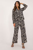 Chic Women's Animal Motif Shirt & Wide-Leg Pants Set