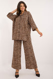 Chic Animal Print Shirt & Wide Leg Pants Set for Casual Style