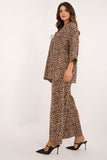 Chic Animal Print Shirt & Wide Leg Pants Set for Casual Style