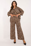 Chic Animal Print Shirt and Wide Leg Pants Set for Casual Style