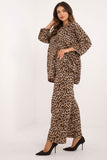 Chic Animal Print Shirt and Wide Leg Pants Set for Casual Style
