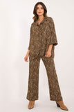 Chic Animal Print Shirt and Wide Leg Pants Set
