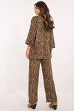Chic Animal Print Shirt and Wide Leg Pants Set