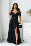 Elegant Spanish Style Long Dress with Tulle Sleeves