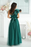 Elegant High Slit Dress with Satin Ruffle for Special Events