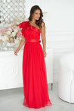 Elegant High-Slit Mesh Dress with Satin Ruffle Detail