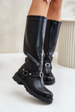 Stylish Eco Leather Women's Boots with Zipper and Straps