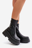 Eco Leather Insulated Booties with Zipper and Solid Sole