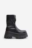 Eco Leather Insulated Booties with Zipper and Solid Sole