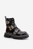 Stylish Eco Leather Women's Boots with Decorative Straps