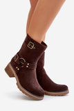 Eco-Suede Women's Boots with Zipper and Buckle Straps