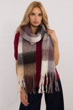 Elegant Check Pattern Scarf with Tassels for Winter Style