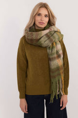Elegant Check Pattern Scarf with Tassels for Winter Style - green / one-size-fits-all