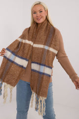Elegant Check Pattern Scarf with Tassels for Winter Style - brown / one-size-fits-all