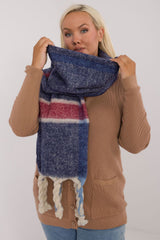 Elegant Checkered Scarf with Tassels for Cold Weather Style - violet / one-size-fits-all