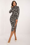 Chic Geometric Turtleneck Pencil Dress for Effortless Style