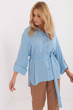 Versatile Women's Button-Down Shirt with Tie Belt
