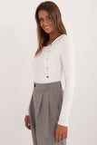 Elegant Women's Casual Sweater with Decorative Buttons