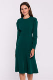 Chic Flared Dress with Long Sleeves and Waist Belt