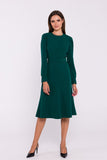 Chic Flared Dress with Long Sleeves and Waist Belt