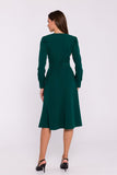 Chic Flared Dress with Long Sleeves and Waist Belt