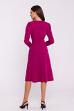 Elegant Flared Dress with Long Sleeves and Belted Waist