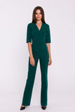 Chic V-Neck Jumpsuit with Feminine Waist Accents