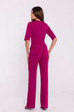 Chic Elegant Fabric Jumpsuit with V-Neck and Basque Waist