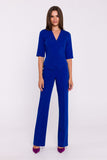 Chic V-Neck Jumpsuit with Waist-Enhancing Basque Design