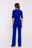 Chic V-Neck Jumpsuit with Waist-Enhancing Basque Design