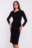 Chic Pencil Dress with Asymmetrical Neckline and Slit