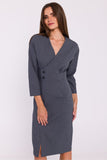 Elegant Pencil Dress with High Waist and Envelope Neckline