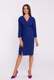 Elegant High-Waist Pencil Dress with Slit & Button Detail