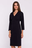 Elegant Pencil Dress with Envelope Neckline and Slit