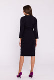 Elegant Pencil Dress with Envelope Neckline and Slit