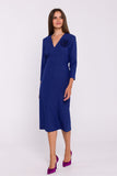 Elegant Midi Pencil Dress with V-Neck and Floral Detail
