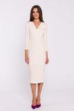 Chic Midi Dress with V-Neck and Floral Detail for Elegance