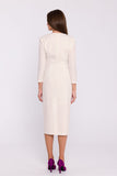 Chic Midi Dress with V-Neck and Floral Detail for Elegance